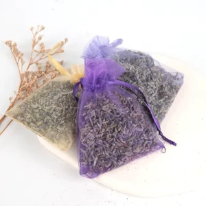 100% Natural 5G Dried French Lavender Flower Sachet Scented Organza Car Air Fresheners for Drawers Closets