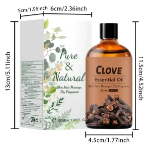 100% Pure Natural Cold Pressed Clove Essential Oil 100ml Eco Friendly for Massage Bath & Skin Care