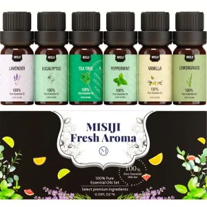 100% Pure Steam Distilled Essential Oils Set with Fresh Floral Fragrance Eco-Friendly for Nourishing Body Care & DIY Skincare