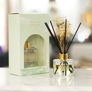 100 ml Customized Glass Bottle Reed Diffuser Set with Natural Sticks and Dried Flowers, Private Label Fragrance Gift Set