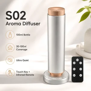 100 ml Waterless Aroma Machine Remote Control 300 m³ Leak-Proof Desktop Electric Aluminum Scent Diffuser