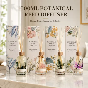 1000ml Botanical Reed Diffuser Gift Set for Home Decor