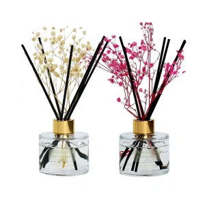 100ML Home Fragrance Dried Flowers Air Freshener Reed Diffuser with Glass Bottle Refill Oil Custom