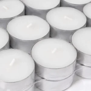 100Pack Tealight Candles 4 Hour Burn Time White Tea Uncent Cotton Wick Dinner Candle Set for Anniversaries Decorative