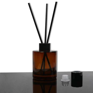 100ml 150ml Empty Amber Round Reed Diffuser Glass Bottle with Black Fiber Sticks