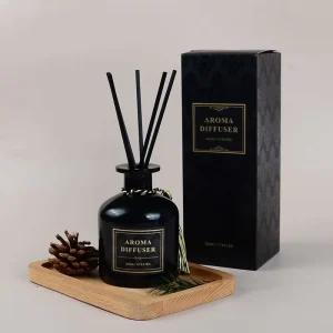 100ml Black Glass Reed Diffuser Set with Fiber Sticks