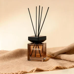 100ml Brown Square Glass Reed Diffuser Bottle with Pump Spray Lid and Stopper