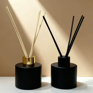 100ml Classic Luxury Empty Matte Black White Round Reed Diffuser Glass Bottle With Cap Sticks For Home Decoration