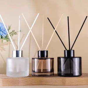 100ml Clear Round Glass Reed Diffuser Bottle with Screw Cap and Screen Printing