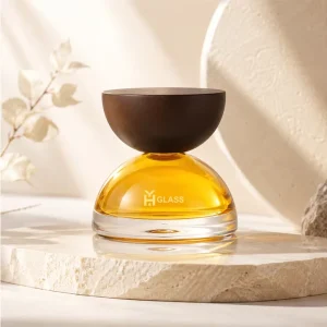 100ml Customizable logo Inverted cone Perfume Bottle Empty Glass Bottles with Sprayer and Large Wooden Cap