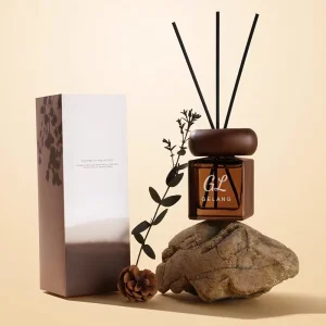 100ml Empty Simple Square Glass Reed Diffuser Bottle with Wood Cap
