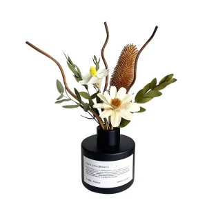 100ml Matte Black Glass Reed Diffuser with Botanical Dried Flowers