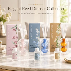 100ml Reed Diffuser Gift Set with Floral Box Glass Aroma Diffuser for Home Decor