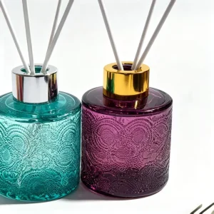 100ml Textured Glass Oil Diffuser Set Long Lasting Alcohol Free Aroma with Black Fiber Sticks Home Fragrance Decor