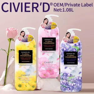 1080mL Lavender Chamomile Shower Gel Long Lasting Fragrance Natural Organic Niacinamide Whitening Body Wash