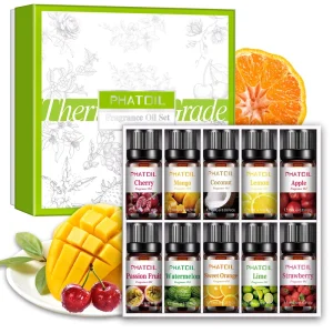 10MLX10PCS Fragrance Oil Set Coconut Mango Watermelon Strawberry Perfume Oil for Aroma Diffuser
