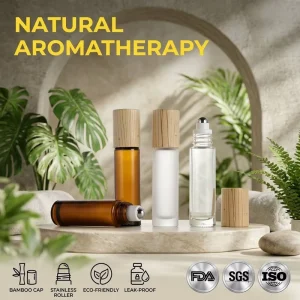 10ml Refillable Glass Perfume Bottle Cosmetic Essential Oil Bottle Amber Frosted Travel Mini Sample Packaging
