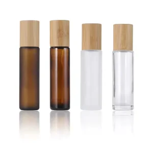 10ml Roller Bottle Bamboo Perfume Roll on Oil Bottle Glass Roller Bottles for Essential Oils
