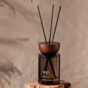 120ML 200ML Glass Jar Ceramic Fiber Reed Diffuser Phthalate-Free Alcohol-Free Round