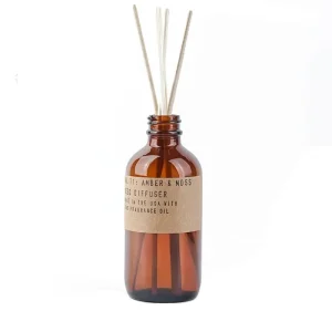 120ml 240ml Ins Style Boston Round Amber Glass Reed Diffuser Bottle with Box and Rattan Sticks