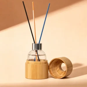120ml Glass Bamboo Reed Diffuser Perfume Fragrance Bottle Set Hot Stamping Surface Screw Cap Oils