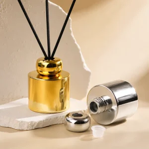 120ml Luxury Electroplated Glass Reed Diffuser Bottle with Cap for Home Fragrance Aromatherapy Empty Reed Diffuser Bottle