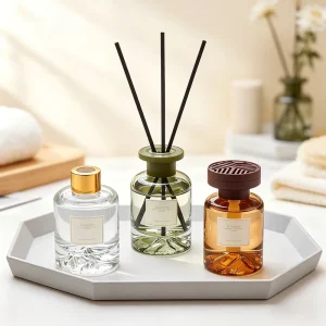 120ml Volcanic Bottom Reed Diffuser Bottles Thick Base Round Glass Car Aroma Rattan Diffuser Vessels
