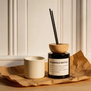125ml Glossy Black Glass Aromatherapy Reed Diffuser with Wooden Cap, Screen Printed, Customizable