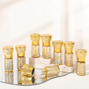 12ml Octagonal Glass Design Attar Empty Roller for Perfume Oil Roll on Bottles with Logo