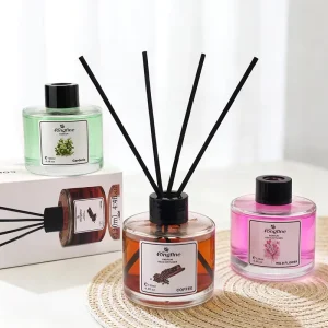 130ml Glass Reed Diffuser Coffee Chocolate Flowers Fragrance BPA-Free Alcohol-Free Room Decor Air Freshener