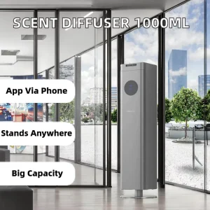 1500ml Electric Aluminum Scent Diffuser Tower, Freestanding, with WiFi App Control, Waterless, for Hotel and Household Use