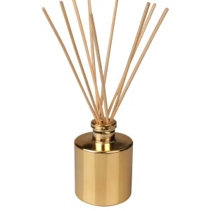 150ml 5oz Round Glass Reed Diffuser Bottles with Electroplated Gold Finish and Refill Sticks