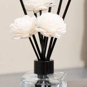 150ml Alcohol-Free Matte Black and White Round Reed Diffuser with Gold Lids