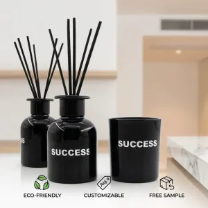 150ml Black Round Glass Reed Diffuser Bottle Heat Resistant Aromatherapy Container Luxury Decorative Custom Home Fragrance