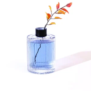 150ml Oblate Stripe Round Aroma Diffuser Bottle Fragrance Reed Glass Diffuser Bottle