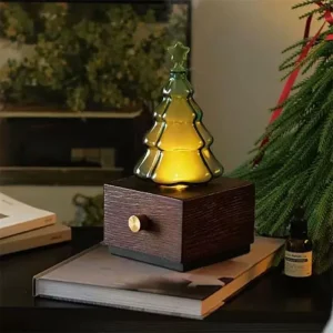15Ml Elegant Pine Wood Glass Christmas Tree Essential Oil Diffuser For Yoga Studio Holiday Spa Center