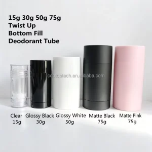 15g 30g 50g 75g Twist up Deodorant Stick Tube Glossy Matte Black White Clear Antiperspirant Solid Fragrance Packaging Container