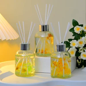 160ml Eco-Friendly Cylindrical Glass Reed Diffuser Set for Bedroom and Toilet