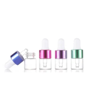 1ml 2ml Mini Perfume Oil Dropper Bottles Empty Oil Drop Travel Size Aluminum Ring 3ml 5ml Glass Serum Bottle with Dropper