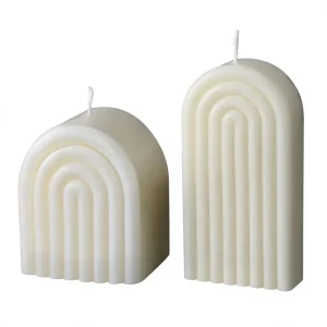2 Pcs Arch Shaped Trendy Soy Wax Sage Scented Candles for Aromatherapy Home Decor Nordic Style Candle