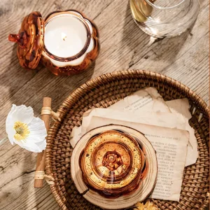 2 Pcs Set Custom Starry Sky Pumpkin Glass Jar Scented Candle With Lid Natural Soy Wax Aromatherapy Pumpkin Decorative Candles
