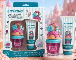 2 in 1 Arabian Perfume Gloss and Body Lotion Set Long Lasting Fragrance Ice Cream Perfume with Body Lotion Set