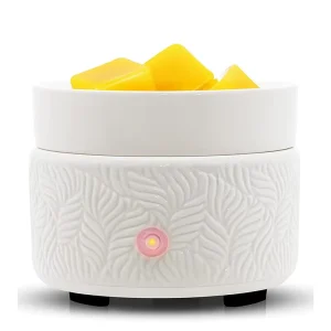 2 in 1 Melt Wax Cube Melter Fragrance Warmer Ceramic Electric Wax Melt Warmer Candle Wax Warming Burner for Beauty Salon leaf