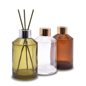 200ml Amber Reed Diffuser Glass Bottle with Aluminum Gold Caps and Fiber Sticks