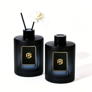 200ml Frosted Black Glass Reed Diffuser Bottle with Cap