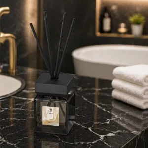 200ml Glass Bottle Fireless Reed Diffuser Set for Bedrooms Long-Lasting Fresh Fragrance Square