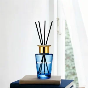 200ml Glass Reed Diffuser Set with Black Reeds for Home and Office