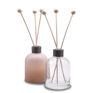 200ml Pink Glass Reed Diffuser Bottle with Gunmetal Cap and Sticks