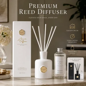 200ml Reed Diffuser Set for Hotel Spa Bathroom Office Long Lasting Home Fragrance with Refill Oil