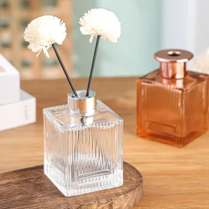 200ml Square Vertical-Ribbed Glass Reed Diffuser Bottle